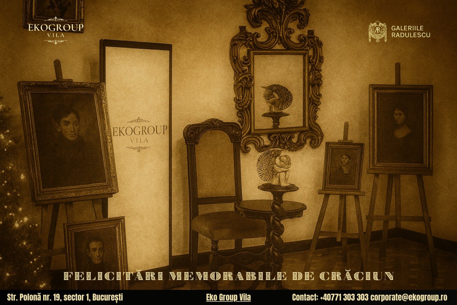 Urări de Crăciun cu farmec interbelic integrate în atmosfera „Crăciunul anilor ’30” de la Eko Group Vila